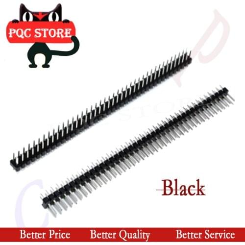 10pcs black 2x40 Pin 2.54 double row header black round header connector straight header