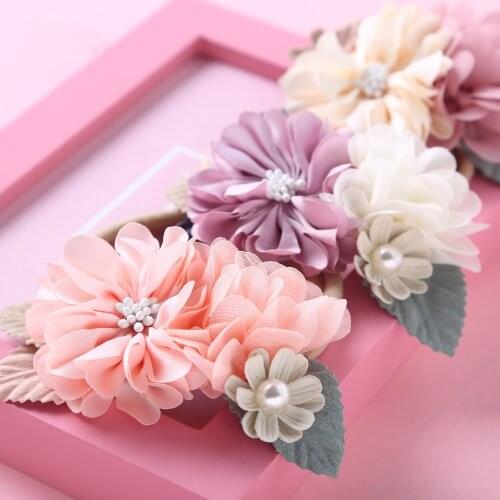 New Baby Headband Childrens Headdress Hair Accessories Nylon Handmade High Elastic Hair Loop Kids Fashion Flower Decoration