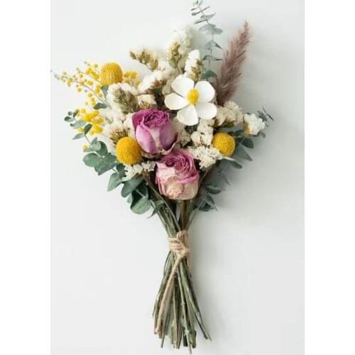Eucalyptus Rose Cotton Pampas Grass Natural Dried Flowers Bouquet Plantes Artificielles Pour La Decoration Wedding Easter Decor