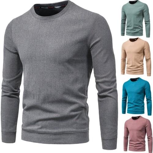 Cotton Long Sleeve T Shirt for Men Solid Spring Casual Mens T-shirts High Quality Male Tops Classic Clothes Mens T-shirts