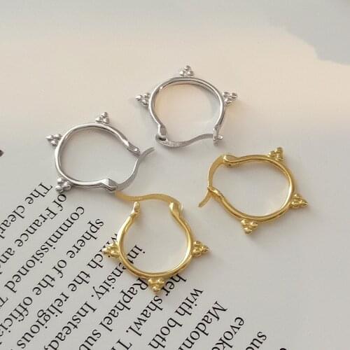 INS Authentic 925 Sterling silver Gold/White Beads Hoop Huggie Earrings Fine jEWELRY TLE753