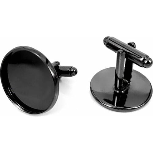 25mm New Gunmetal Plated Copper Blank Bases Round Tray Pad French Cufflinks DIY Jewelry Settings Findings Blank Bulk Wholesale