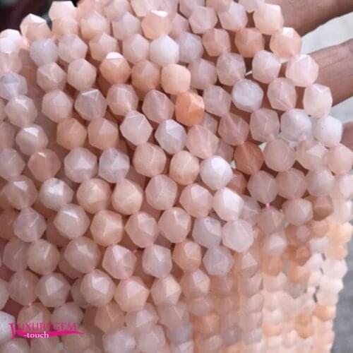 Natural Pink Aventurine Stone Loose Beads High Quality 6/8/10mm Faceted Rhombus Shape DIY Gem Jewelry Accessories 38cm wk391