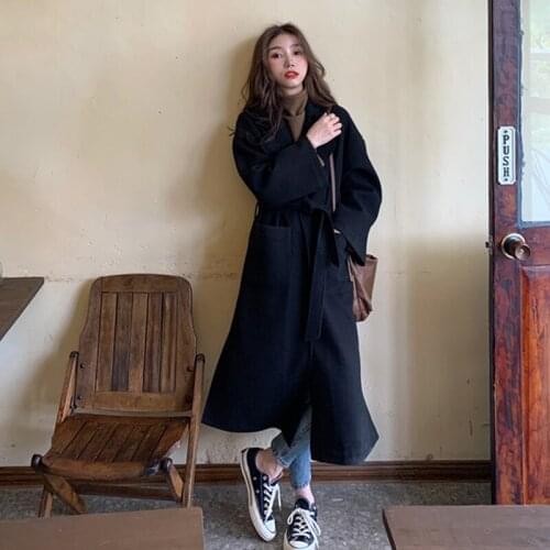 2021 New Winter Thick Warm Windbreaker Forr Notched Long Sleeve High Waist Belt Bowknot Trench Coat Female 2021 Fashion New