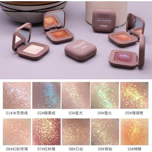Novo 10 Colors Single Highlight Eyeshadow Mashed Potato Shimmer Eye shadow Makeup Highly-pigmented Eye-chatching Cosmetic TSLM1