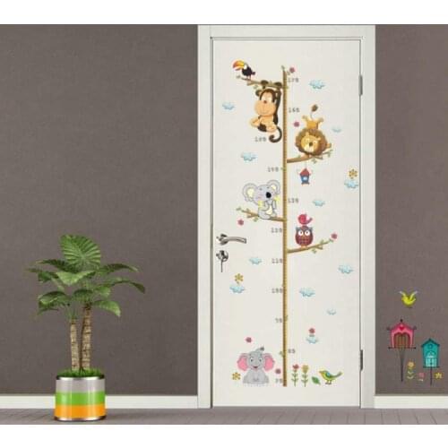 New Cartoon Elephant Lion Zoo Height Measurement Stickers Childrens Room Wall Decoration Wall Stickers