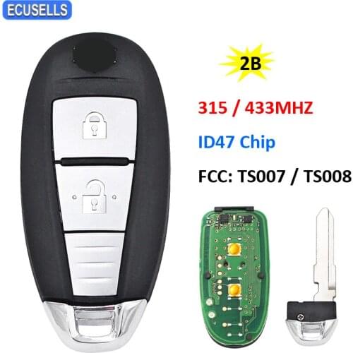 OEM 2 Button Remote Car Key 315MHz / 433MHz PCF7953 ID47 47 Chip for Suzuki Swift SX4 Vitara 2010-2015 FCC: TS007 / TS008
