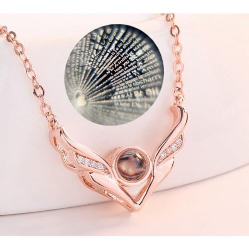 Necklace For Women Bijouterie New 100 Languages I Love You Valentines Day Present Memory Projection Necklace Jewelry цепочка
