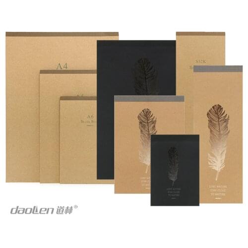 Personalized A4 A5 A6 A7 B5 B6 B7 Kraft Black Soft Cover Sketchbook With Blank Pages