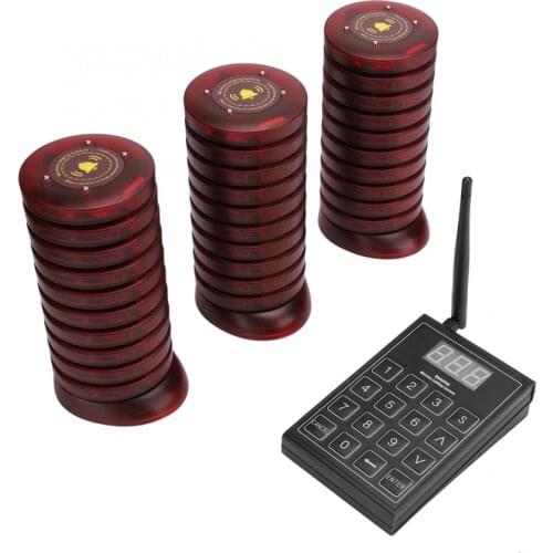 Restaurant Pager Wireless Calling System Pager Coaster Pager Calling Restaurant Guest Paging System 1 Keyboard and 30 Pagers