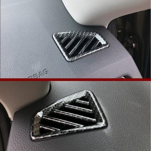 Fit For Skoda Kodiaq 2017 2018 ABS Carbon fibre Car front Small air outlet Decoration Cover Trim car styling accessories 2pcs