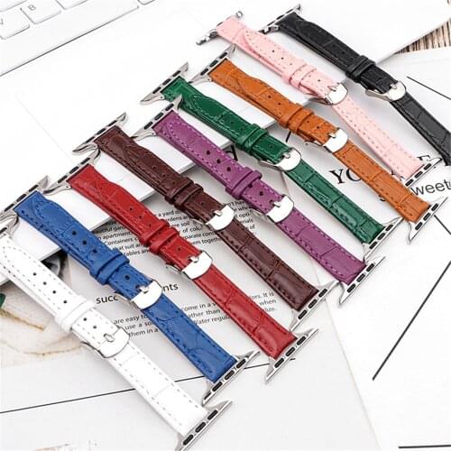 Slim Thin Leather Loop Strap for Apple Watch 44mm 40mm 42mm 38mm Band Women Wrist Bracelet Correa for iWatch Series SE 6 5 4 3 2