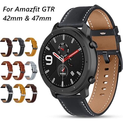 20mm 22mm Genuine Leather Watchband Strap For Huami Amazfit GTR 42mm 47mm Replace Bracelet For Amazfit GTS Pace Stratos Correa