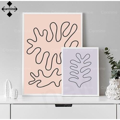 Modern Simple Coral Wall Art Pictures Pink Purple Green Posters and Print Abstract Plants Canvas Painting Living Room Home Decor