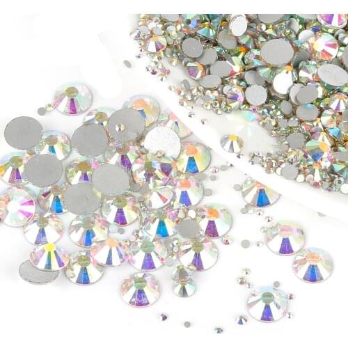 Super Glitter Crystal AB Non Hot Fix Rhinestones SS3-SS40 FlatBack Strass Sewing&Fabric Garment Nail Art Rhinestones Decorations