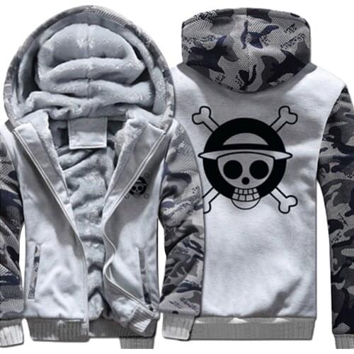Hot Anime One Piece Hoodie New Winter Warm Thickness Zipper Trafalgar Law Q Hooded Hoodie Cosplay
