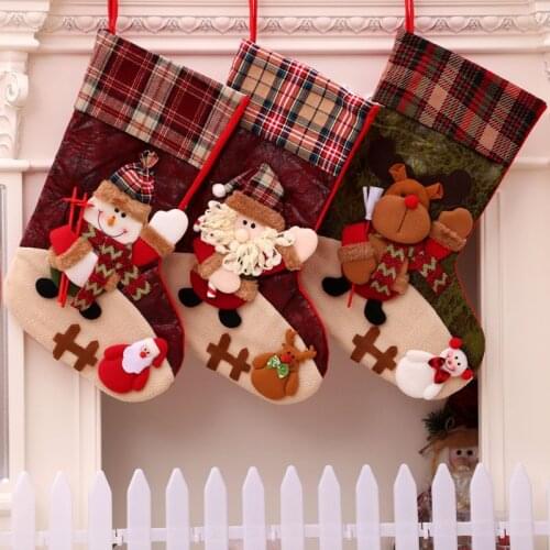 Three-dimensional Large Printed Christmas Stocking Gift Bag Old Man Snowman Christmas Ornaments Childrens Small Gifts