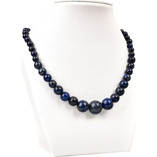 Pick Size 6-14mm Deep Blue Lapis lazuli Stone For jewelry Necklace Making Design 18inch gem H109