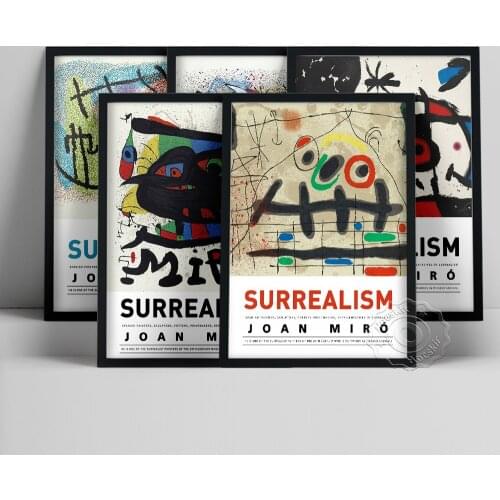 Joan Miro Exhibition Poster, Surrealism Wall Art, Miro Abstract Line Wall Painting, Fauvism Color Vintage Art Prints, Idea Gift