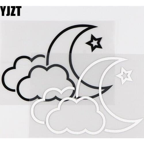 YJZT 13X9CM Naughty Stars Moon And Clouds Funny Car Sticker Vinyl Decals Black / Silver 10A-0334