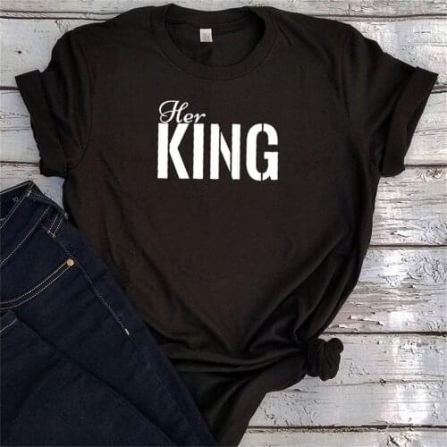 Womens T-Shirt King And Queen Shirt 2021 Fashion Hubby Wifey Tshirts Women Tee Top TX5049