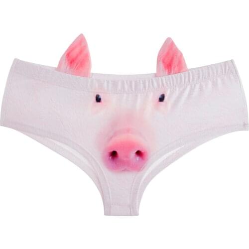 Womens Cotton Panties Animal Pattern Ear Themed Underwear Funny Printed Lingerie Briefs Lift Up and Hip Underpants Sexy Thongs