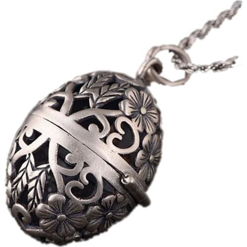 S925 Silver Woman Pendant Vintage Thai Silver Woman Pendant Fashionable Plum Blossom Engraved Sachet Shurangyan Manga Gawu Box