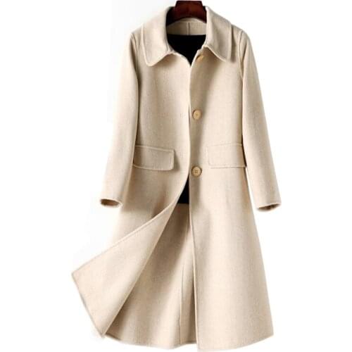 Autumn And Winter new Casual Woolen Coats female temperament Single Breasted Coats womens fashion Long sleeve Outerwear