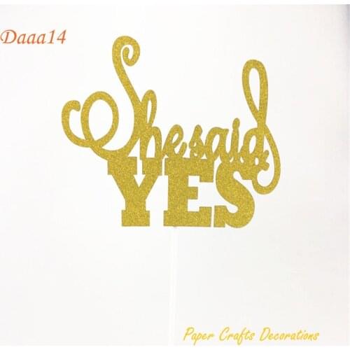 Gold Glitter Letter She said YES Cake Toppers Personalized Wedding Bridal Shower Engagement Party Cupcake Decorations