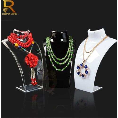 1PC Hot Sale 3 Colors Acrylic Mannequin Necklace Jewelry Display Holder Pendant Earrings Decorate Exhibition Display Stand Shelf