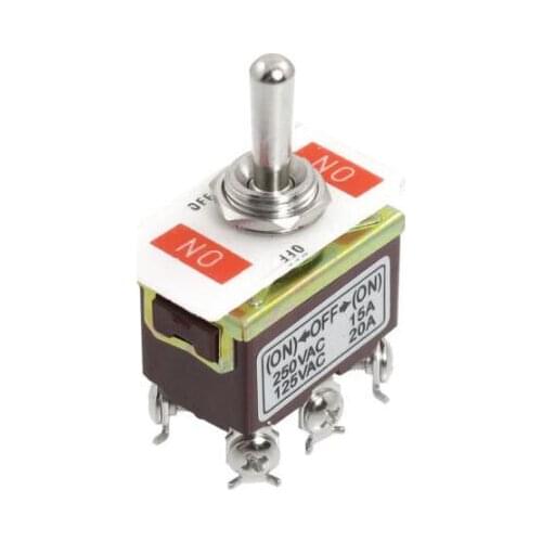 1pcs AC 250V/15A 125V/20A ON/OFF/ON 3Position 6PIN DPDT Toggle Switch Momentary LW