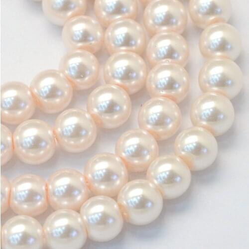 10mm Baking Painted Round Glass Pearl Beads Strands for Jewelry Making DIY Bracelets Necklaces about 85pcs/strand