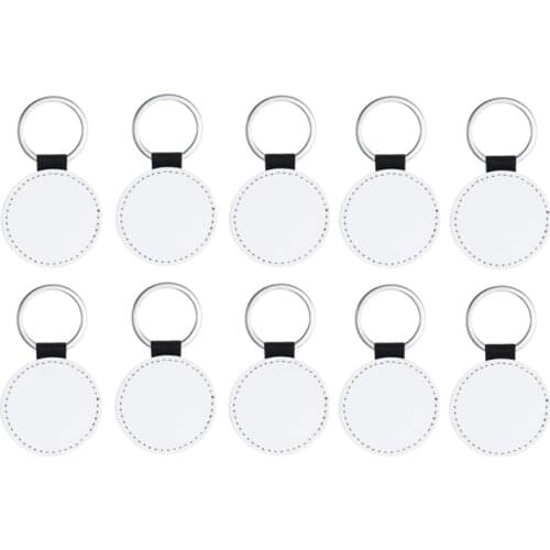 10Pcs Leather Keychains Blank MDF Keychains Sublimation Heat Transfer Keychains Kit