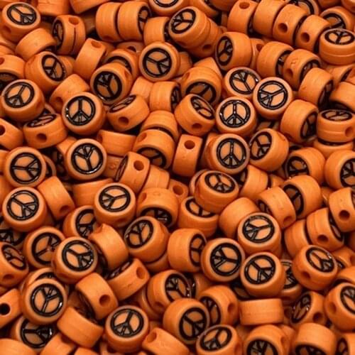 100pcs/Lot 7mm Oval Shape Acrylic Spaced Beads Peace Symbol Beads For Jewelry Making DIY Charms Bracelet Necklac Accessories #07
