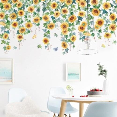 30*90cm 2pcs Sunflower Plant Wall Sticker Decal Kids Room Nursery Art Mural Gifts Stickers Home Decoration Stickers