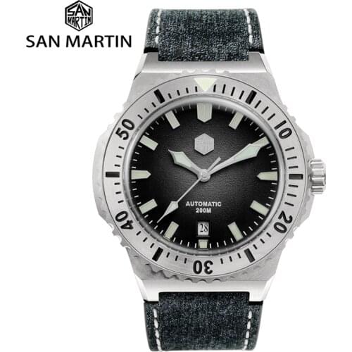 San Martin Watch Mens Watches High Quality Retro Diver Luxury Sapphire Leather Automatic Mechanical Wristwatch Waterproof Lume