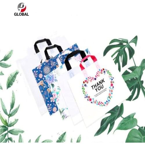 D&P 50pcs Wedding floral exquisite Gifts Thickness Shopping Packaging Plastic storage Handle Bags clothing Plastic carry pouches