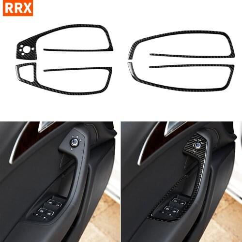 For Audi A6 S6 C7 A7 S7 4G8 2012-2018 Accessories Carbon Fiber Interior Door Window Switch Control Panel Trim Cover Sticker