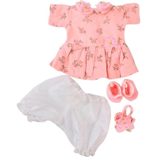 KEIUMI Fashion Pink Baby Girl Clothes Suit 17 inch Reborn Baby Doll New New Year Party Baby Clothes For Reborn Dolls