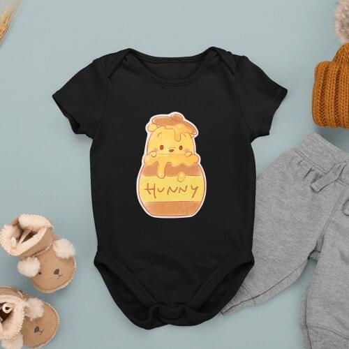 Newborn Jumpsuit Winnie the Pooh Baby Onesie for Girl Boy Fashion Bear Drink Honey Tees Funny Kawaii Toddler Bodysuits