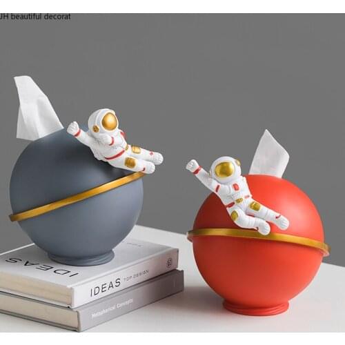 Creative Astronaut Decoration Tissue Box Nordic Home Living Room Coffee Table Pumping Box Dining Table Household Rolling Box