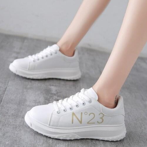 Fashion Shoes Womens Vulcanize Shoes Autumn New Casual Classic Solid Color PU Leather Shoes Women Casual White Shoes Sneakers