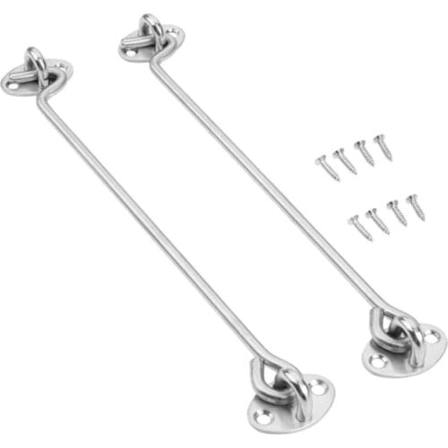 Cabin Hook Eye Door Latch 12 inch Stainless Steel Shed Gate Door Swivel Window Latch Silent Holder - Pack of 2