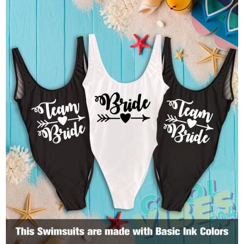 Bachelorette Swimsuits Team Bride Swimsuit Party Bathing Suits Beach Custom Swimwear 2021 High Cut Push Up Beachwear Monokini XL