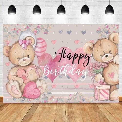 Laeacco Cartoon Fantasy Bear Love Baby Birthday Photo Photography Background Photographic Photography Backdrop For Photo Studio