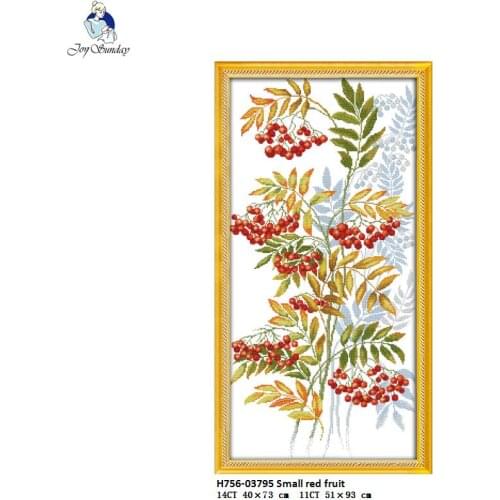 Joy Sunday Small red fruit Canvas DMC 11ct 14ct Counted Chinese Cross Stitch Kits printed for Embroidery NKF Home Decor