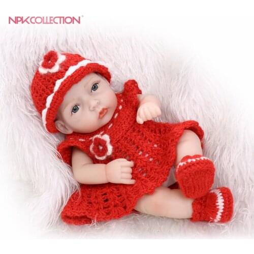NPK 10 inch Lovely Mini Reborn Babies Boy Realistic Lifelike Full Vinyl Handcraft Newborn Baby Doll For Kids