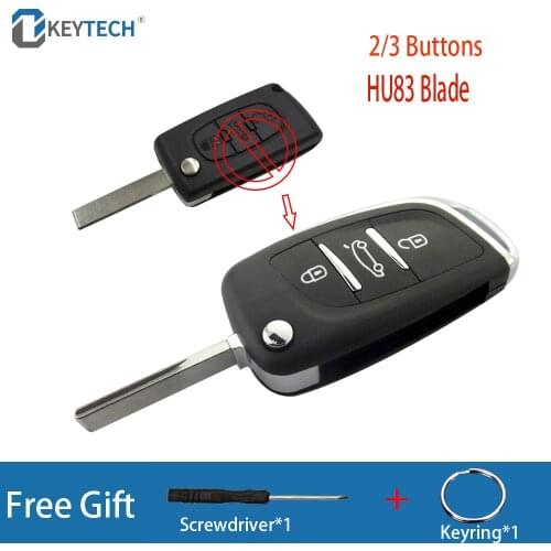 OkeyTech 2/3 Buttons Modified Flip Remote Car Key Shell Case For Peugeot 308 207 307 3008 807 Expert Partner C2 C3 C4 Picasso