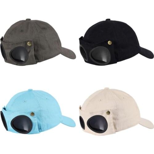 Fashion Unisex Pilot Glasses Hat Hip Hop Baseball Cap Outdoor Sunscreen Sunhat F3MF