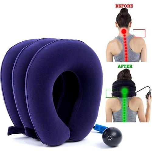 Soft U Neck Pillow Air Inflatable Pillow Cushion Cervical Brace Neck Shoulder Pain Relax Support Massager Pillow Device Traction